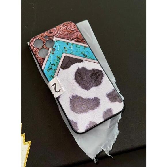 Amazon Other - iPhone 12 Pro Max - Silicone Case, Country/Turqouise, Cow Print - Boho